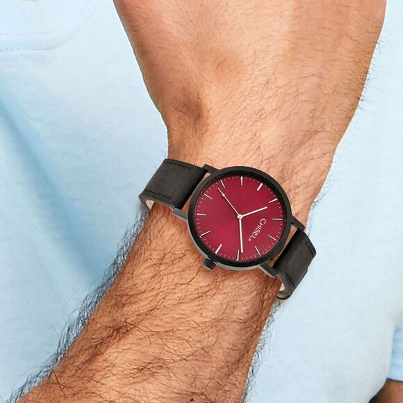 Chisel Mens Matte Black IP-plated Red Dial Watch - Picture 3 of 4